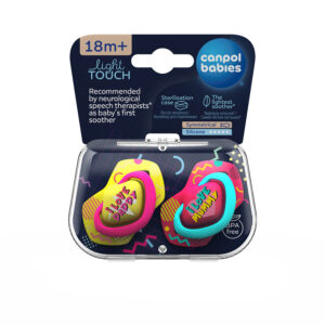 Canpol babies, Symmetrical Silicone Soother Light touch 18m+ - NEON LOVE 2 pcs