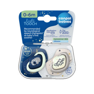 Canpol babies, Symmetrical Silicone Soother Light touch 0-6m - Glowing in the Dark - SLEEPY KOALA 2pcs