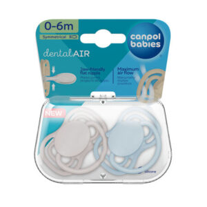 Canpol babies, DentalAir Symmetrical Silicone Soother 0-6m - NUDE 2pcs blue