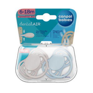 Canpol babies, DentalAir Symmetrical Silicone Soother 6-18m - NUDE 2pcs blue