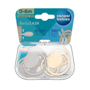 Canpol babies,  DentalAir Symmetrical Silicone Soother 0-6m - NUDE 2pcs Creme