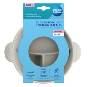 Canpol babies, Silicone Bowl with 3 Compartments and Suction - 360ml DOTS