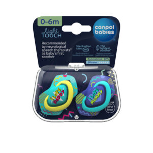 Canpol babies, Symmetrical Silicone Soother Light touch 0-6 - NEON LOVE 2 pcs