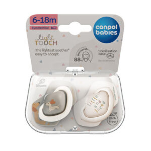 Canpol babies, Symmetrical Silicone Soother Light touch 6-18m - DOGS 2 pcs