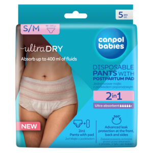 Canpol babies, 2in1 Breathable Ultra-absorbent Disposable Postpartum Pants with Pad S/M, 5 pcs​